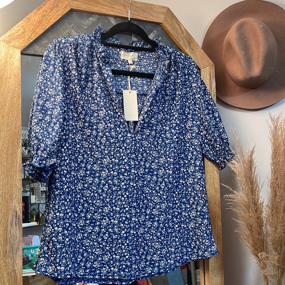 Blue/White Floral Blouse